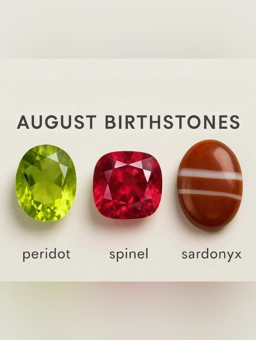 August Birthstone SALE Peridot Sardonix Red Spinel Gemstones